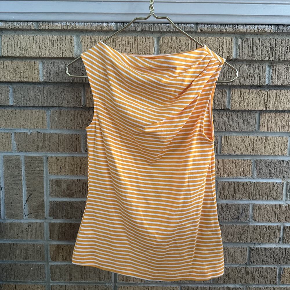 Lilly Pulitzer Orange & White Striped Sleeveless Top Cowl Neck XS Cotton Preppy